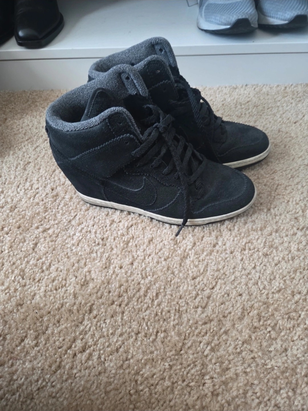 Nike Women's Black Suede High-Top Wedge Sneakers
